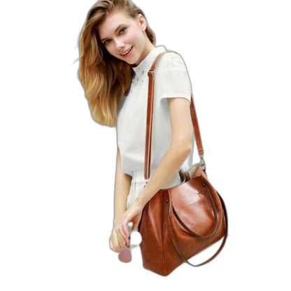 Effortless Brown Leather Tote Bag for Women with Casual Style
