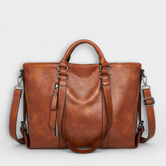 Effortless Brown Leather Tote Bag for Women with Casual Style