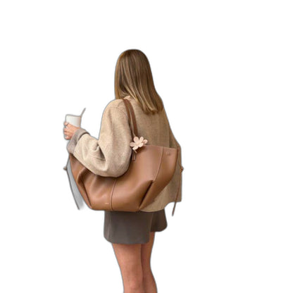 Effortless Brown Leather Tote Bag for Women with Casual Style