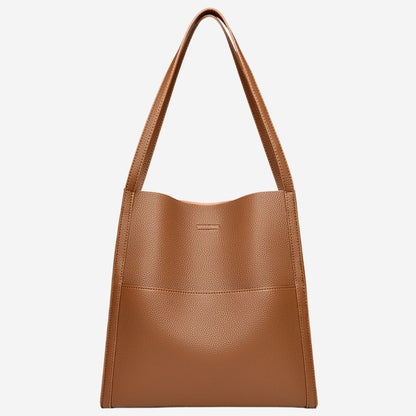 Effortless Brown Leather Tote Bag for Women with Casual Style