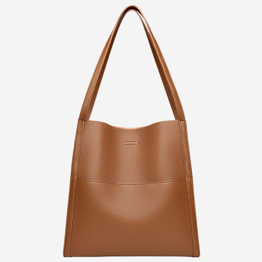 Effortless Brown Leather Tote Bag for Women with Casual Style