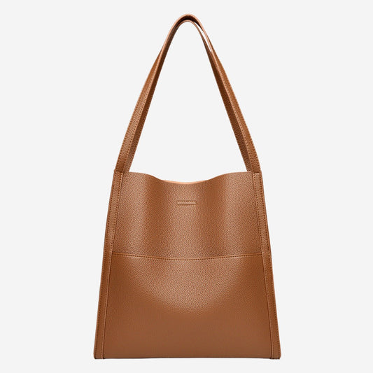 Effortless Brown Leather Tote Bag for Women with Casual Style