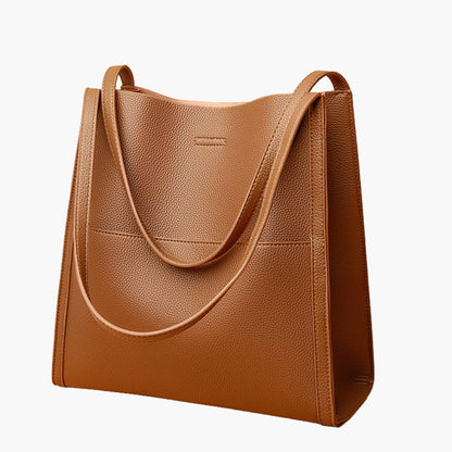 Effortless Brown Leather Tote Bag for Women with Casual Style