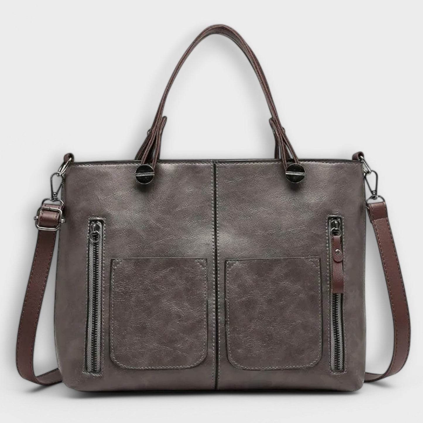 Effortless Brown Leather Tote Bag for Women with Pockets Casual Style
