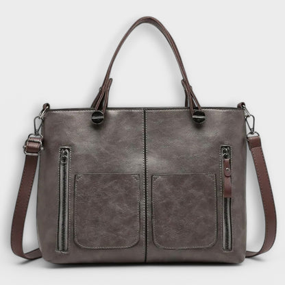 Effortless Brown Leather Tote Bag for Women with Pockets Casual Style