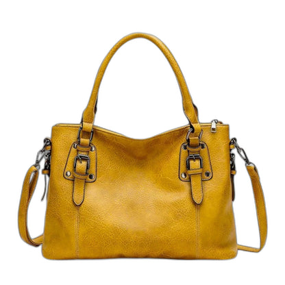 Effortless Brown Leather Tote Bag for Women with Shoulder Casual Style