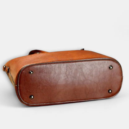 Effortless Brown Leather Tote Bag for Women with Shoulder Casual Style