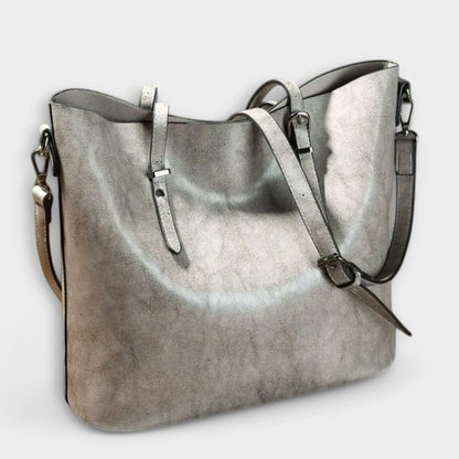 Effortless Brown Leather Tote Bag for Women with Shoulder Casual Style