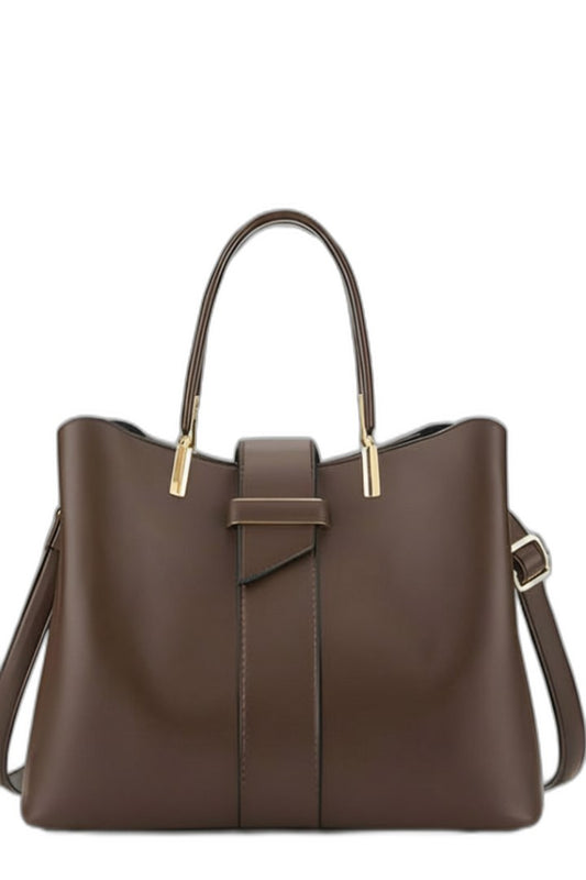 Effortless Brown Leather Tote Bag for Women with Shoulder Casual Style