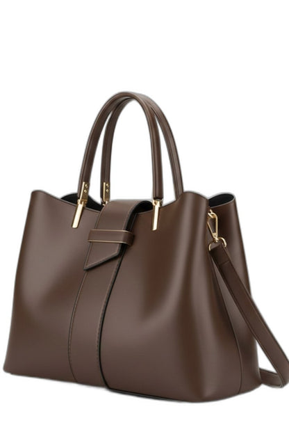 Effortless Brown Leather Tote Bag for Women with Shoulder Casual Style