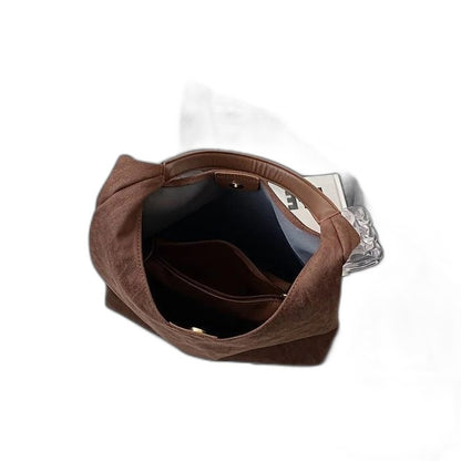 Effortless Brown Leather Tote Bag for Women with Shoulder Casual Style