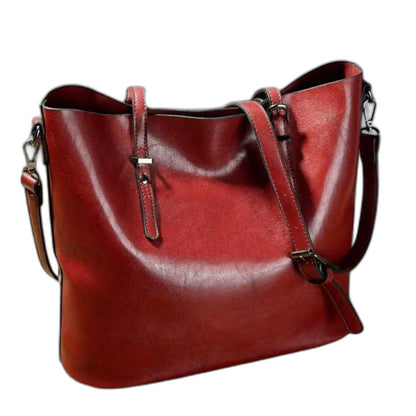 Effortless Brown Leather Tote Bag for Women with Shoulder Casual Style