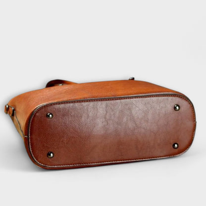 Effortless Brown Leather Tote Bag for Women with Shoulder Casual Style