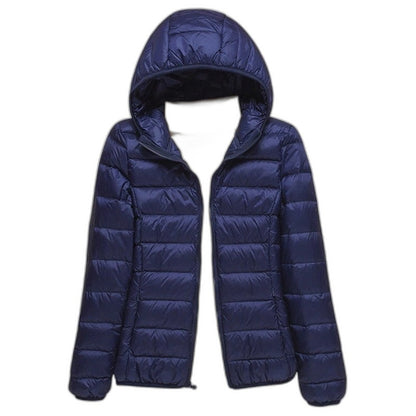 Effortless Brown Puffer Jacket for Women with High Neck Long Sleeve Quilted Casual Style