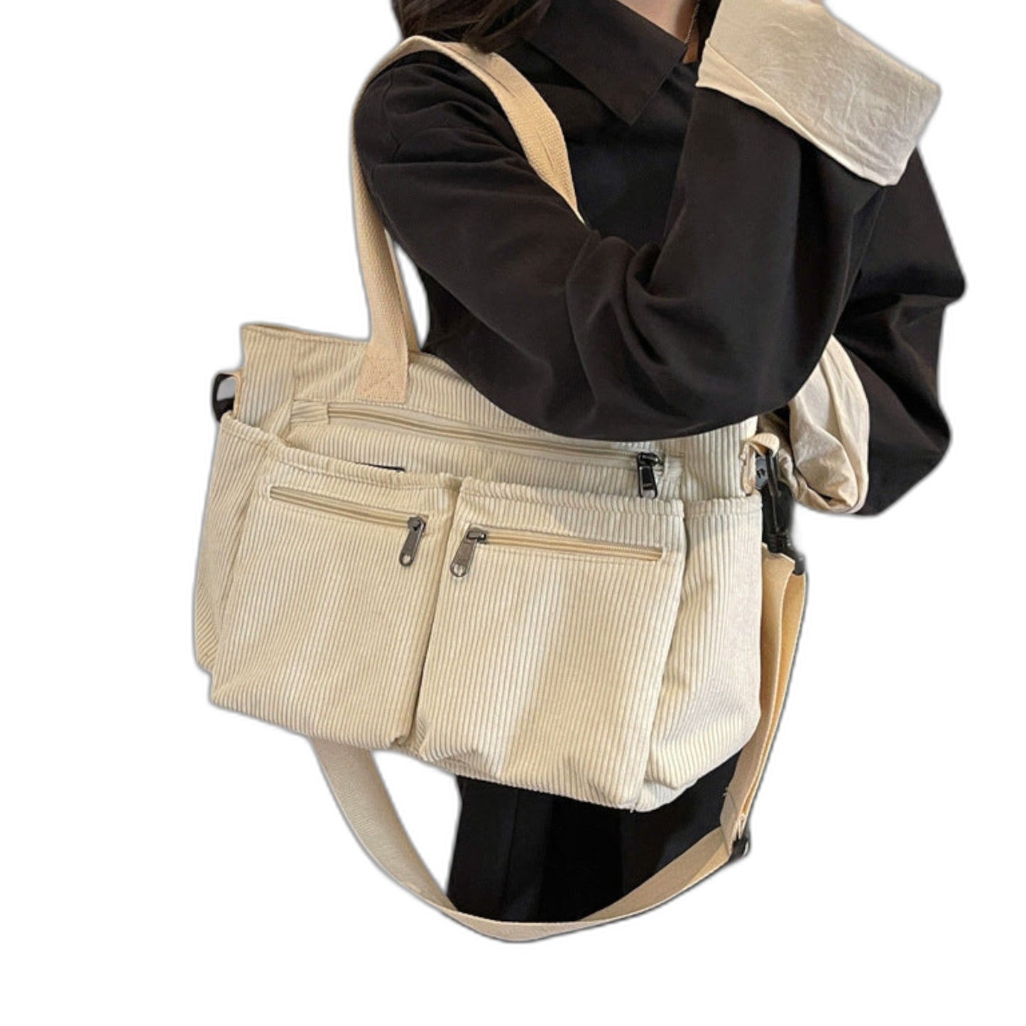 Effortless Brown Suede Crossbody Bag for Women with Pockets Tote Casual Style