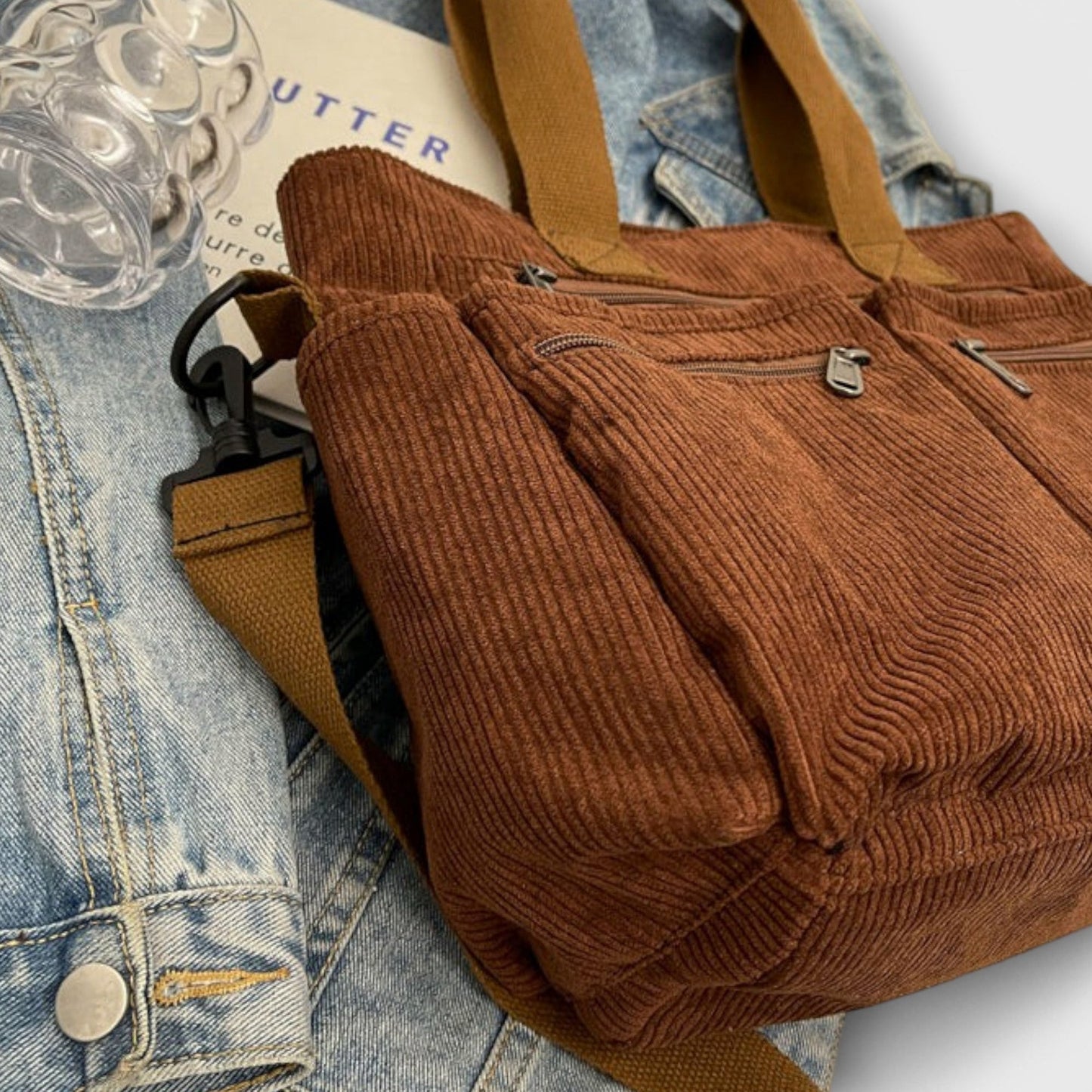Effortless Brown Suede Crossbody Bag for Women with Pockets Tote Casual Style