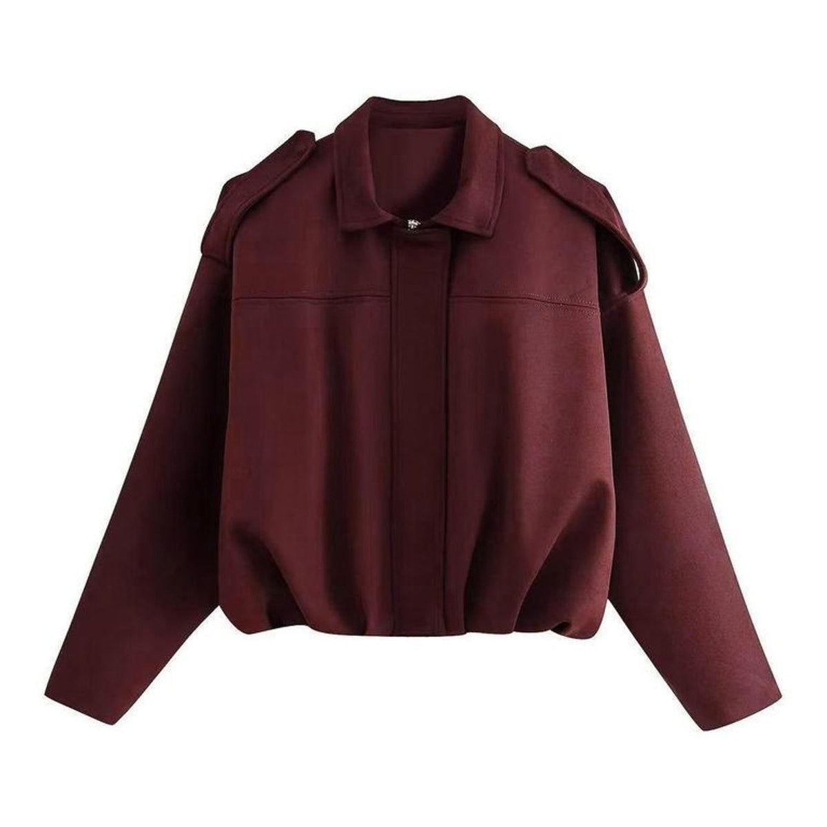 Effortless Brown Suede Jacket for Women with Long Sleeve Oversized Casual Style