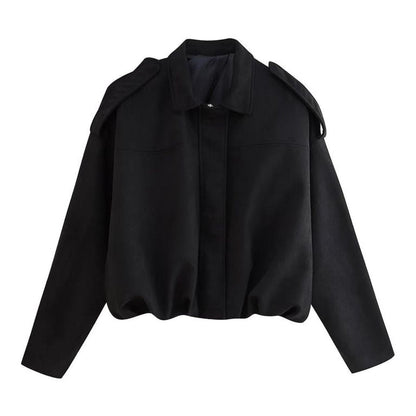 Effortless Brown Suede Jacket for Women with Long Sleeve Oversized Casual Style