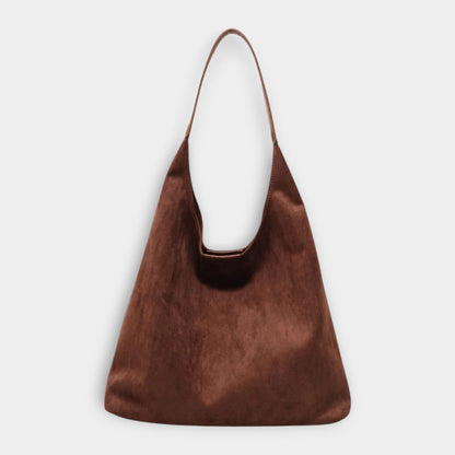 Effortless Brown Suede Shoulder Bag for Women with Casual Style