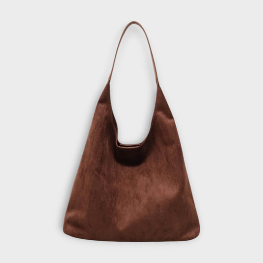 Effortless Brown Suede Shoulder Bag for Women with Casual Style