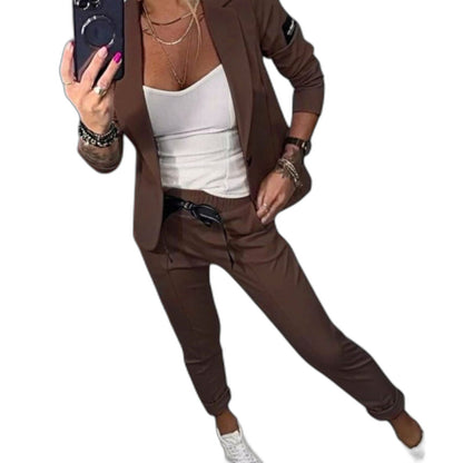 Effortless Brown Two Piece Set for Women with Button Front Casual Style