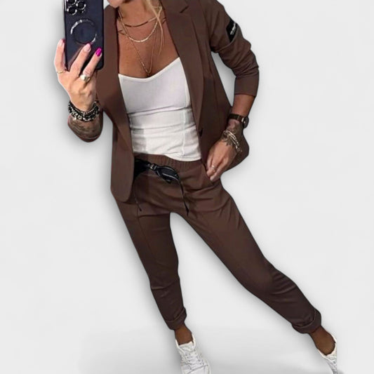Effortless Brown Two Piece Set for Women with Button Front Casual Style