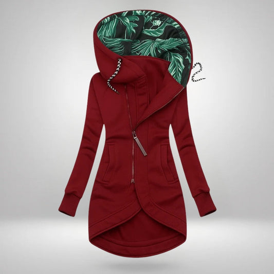 Effortless Burgundy Jacket for Women with Collared Long Sleeve Pockets Casual Style