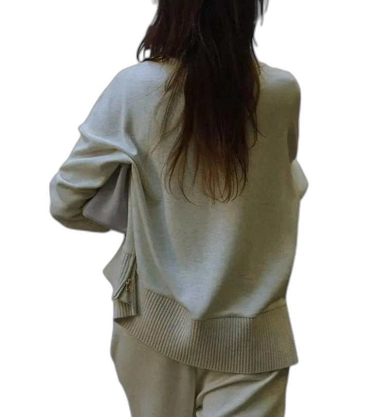 Effortless Burgundy Knit Two Piece Set for Women with Wide Leg Casual Style