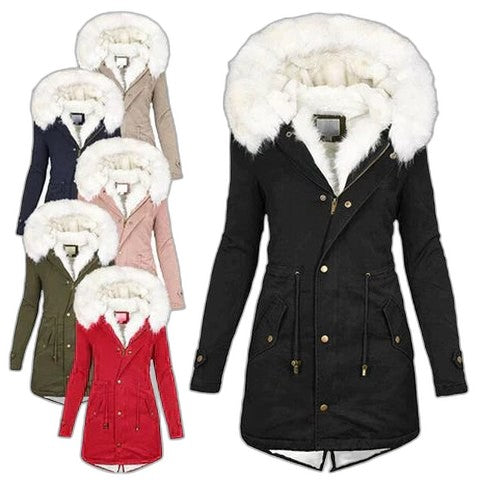 Effortless Coat for Women with Long Sleeve Belted Pockets Fur Lined Casual Style