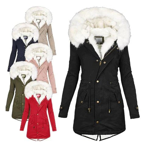 Effortless Coat for Women with Long Sleeve Belted Pockets Fur Lined Casual Style