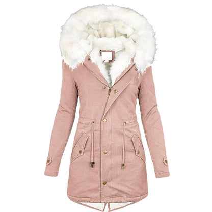 Effortless Coat for Women with Long Sleeve Belted Pockets Fur Lined Casual Style