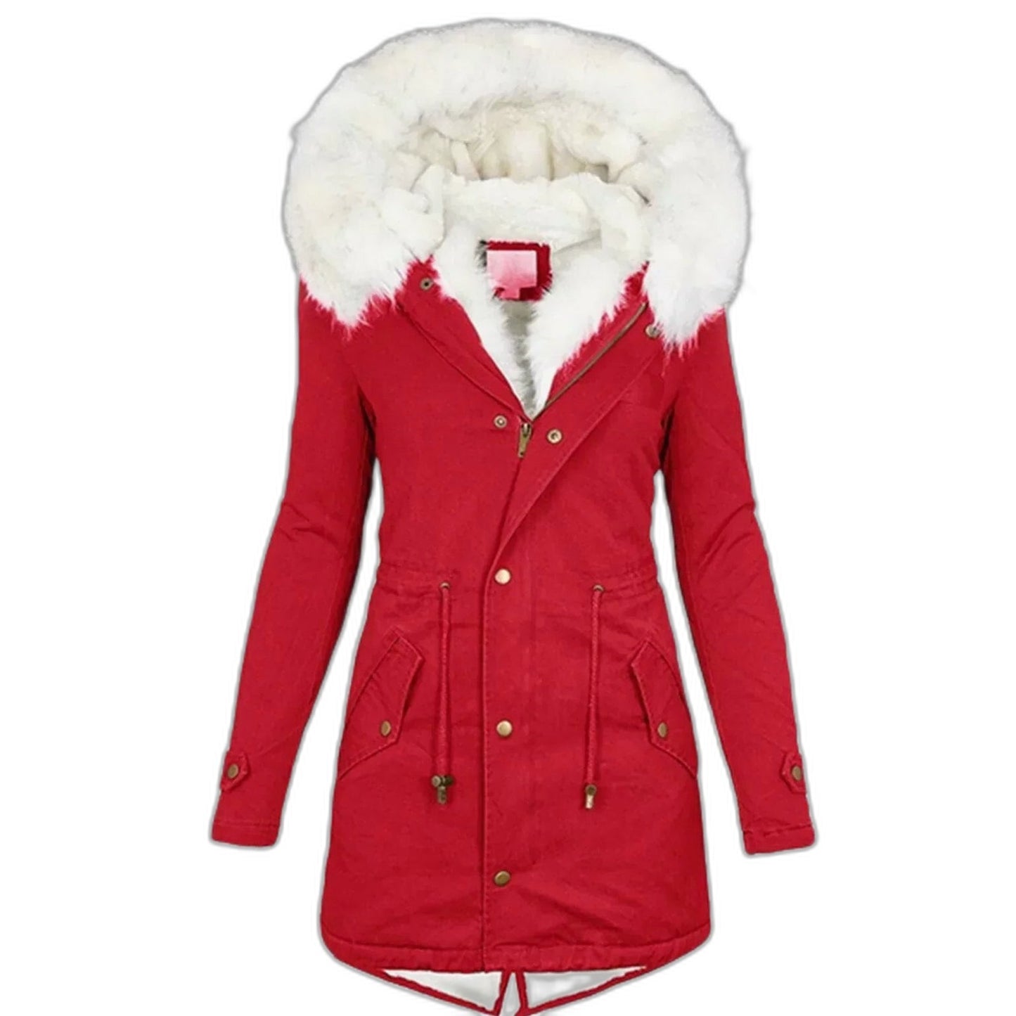 Effortless Coat for Women with Long Sleeve Belted Pockets Fur Lined Casual Style