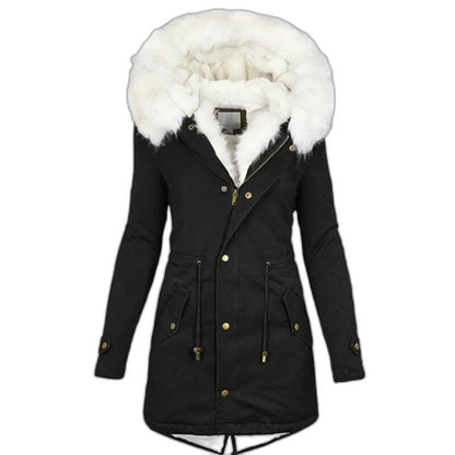 Effortless Coat for Women with Long Sleeve Belted Pockets Fur Lined Casual Style
