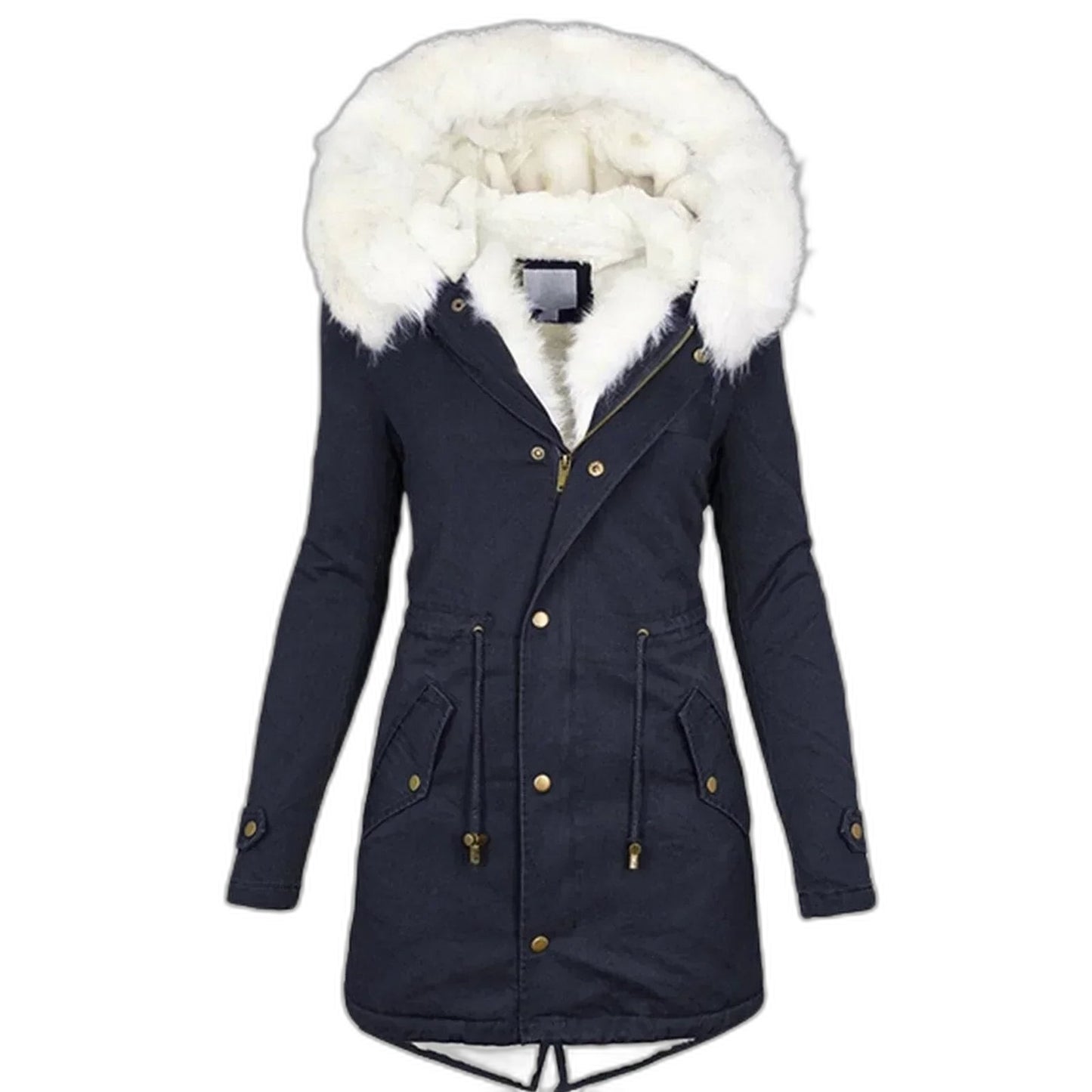Effortless Coat for Women with Long Sleeve Belted Pockets Fur Lined Casual Style