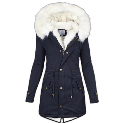Effortless Coat for Women with Long Sleeve Belted Pockets Fur Lined Casual Style