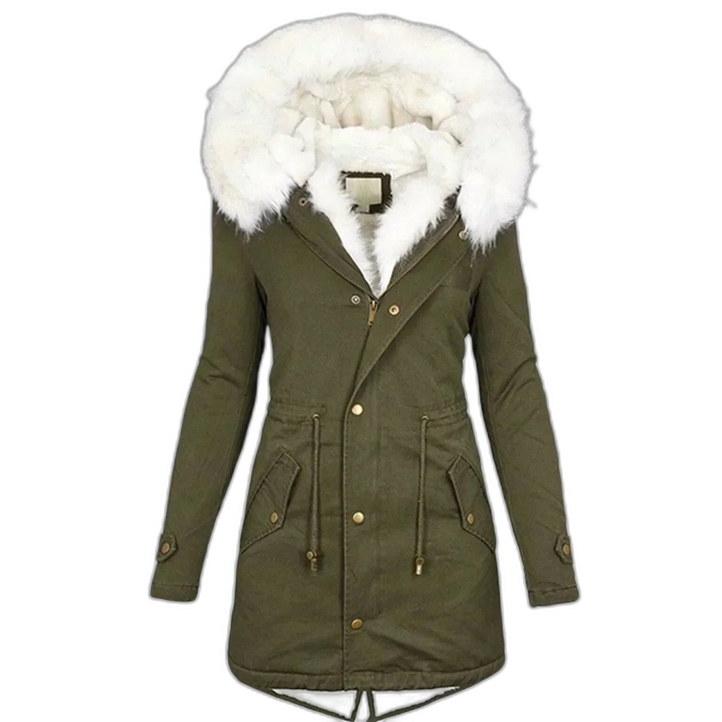 Effortless Coat for Women with Long Sleeve Belted Pockets Fur Lined Casual Style