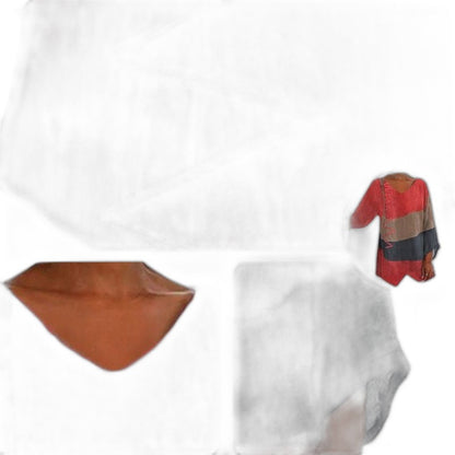 Effortless Color Block Blouse for Women with V Neck Long Sleeve Flowing Casual Style
