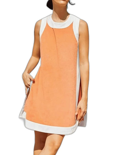 Effortless Color Block Mini Dress for Women with Crew Neck Sleeveless A Line Casual Style