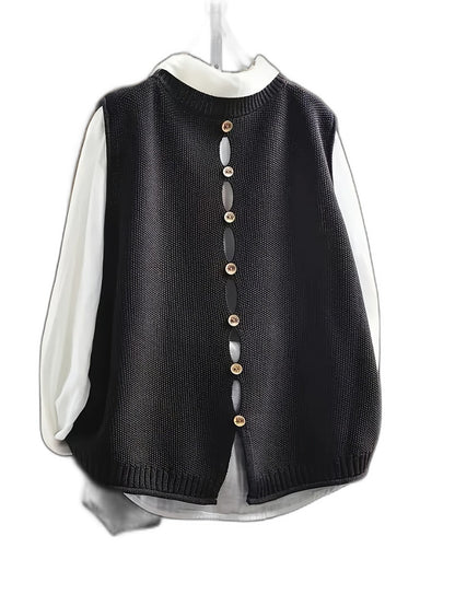 Effortless Color Block Sweater Vest for Women with Crew Neck Sleeveless Casual Style