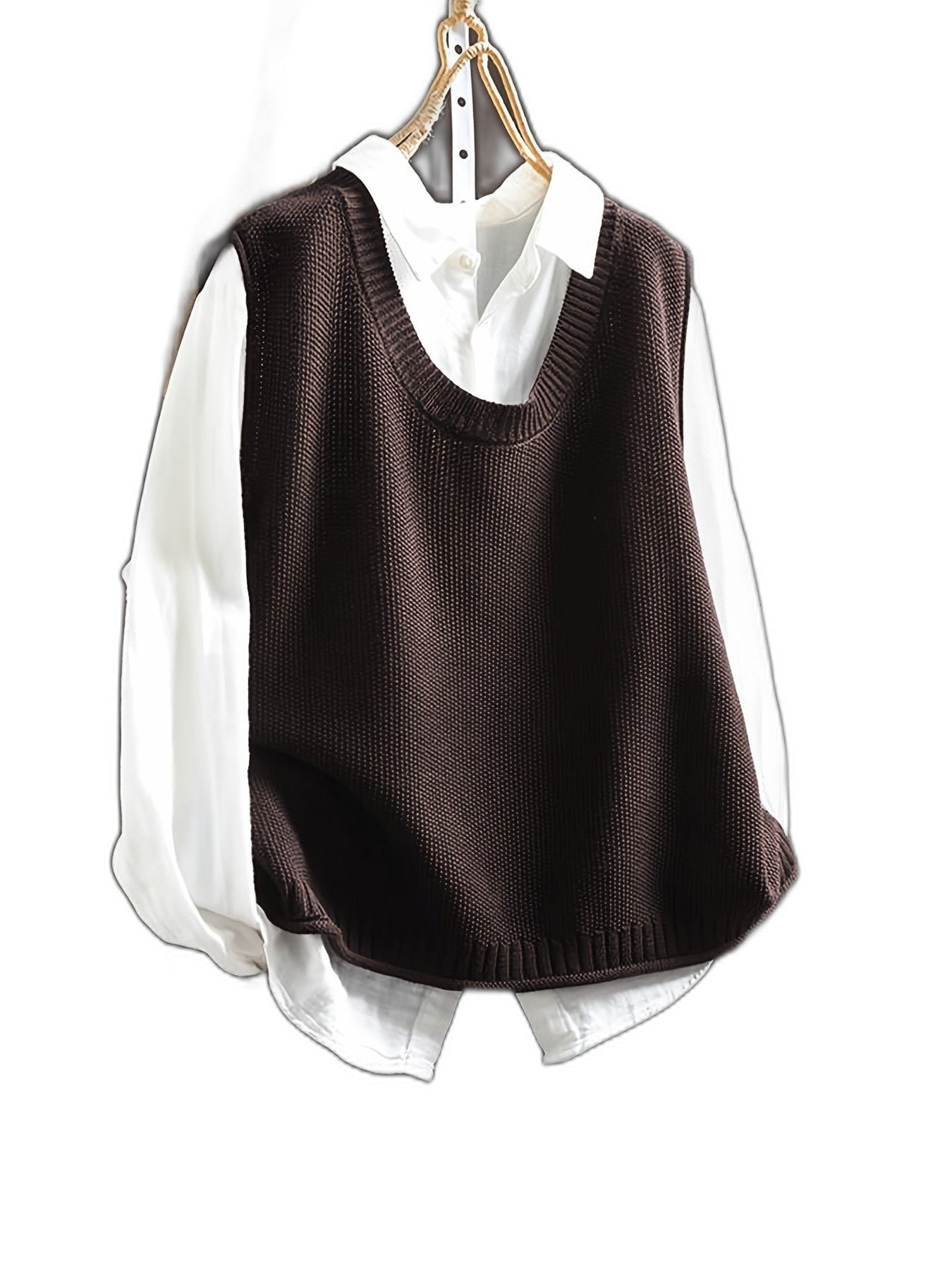 Effortless Color Block Sweater Vest for Women with Crew Neck Sleeveless Casual Style