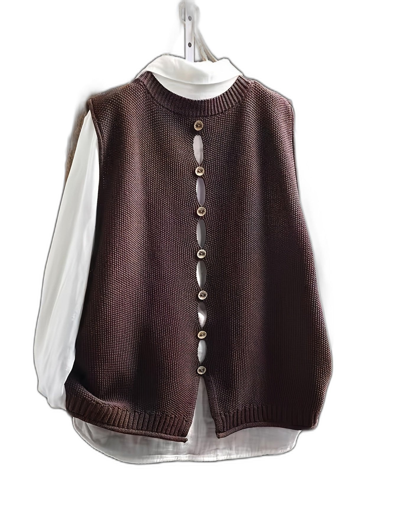 Effortless Color Block Sweater Vest for Women with Crew Neck Sleeveless Casual Style