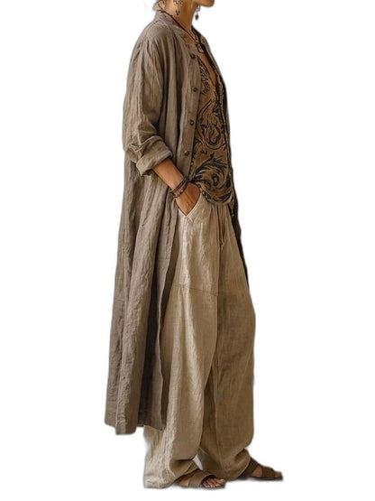 Effortless Cotton Two Piece Set for Women with Wide Leg Flowing Casual Style