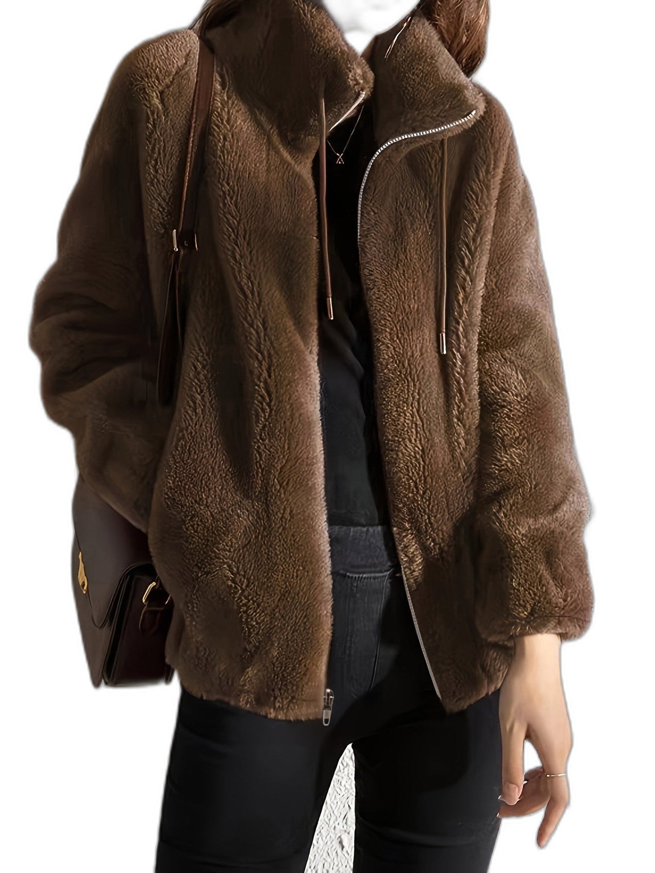 Effortless Cream Jacket for Women with Collared Long Sleeve Casual Style