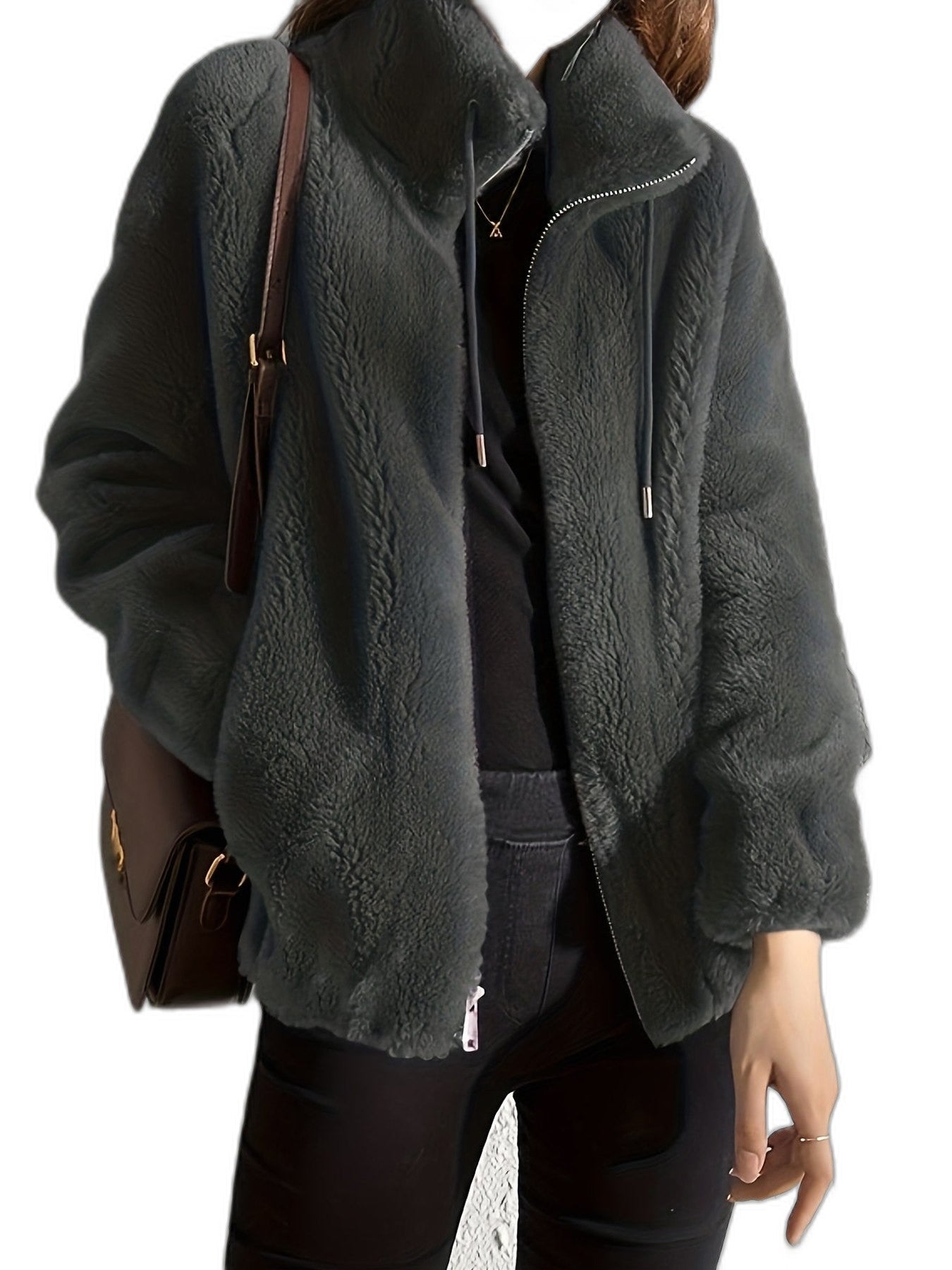 Effortless Cream Jacket for Women with Collared Long Sleeve Casual Style