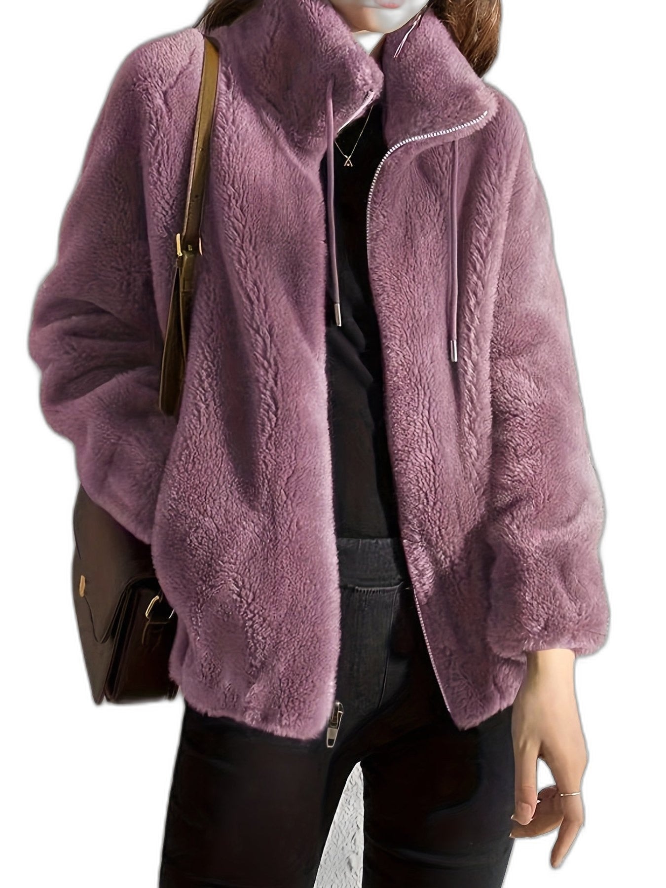 Effortless Cream Jacket for Women with Collared Long Sleeve Casual Style