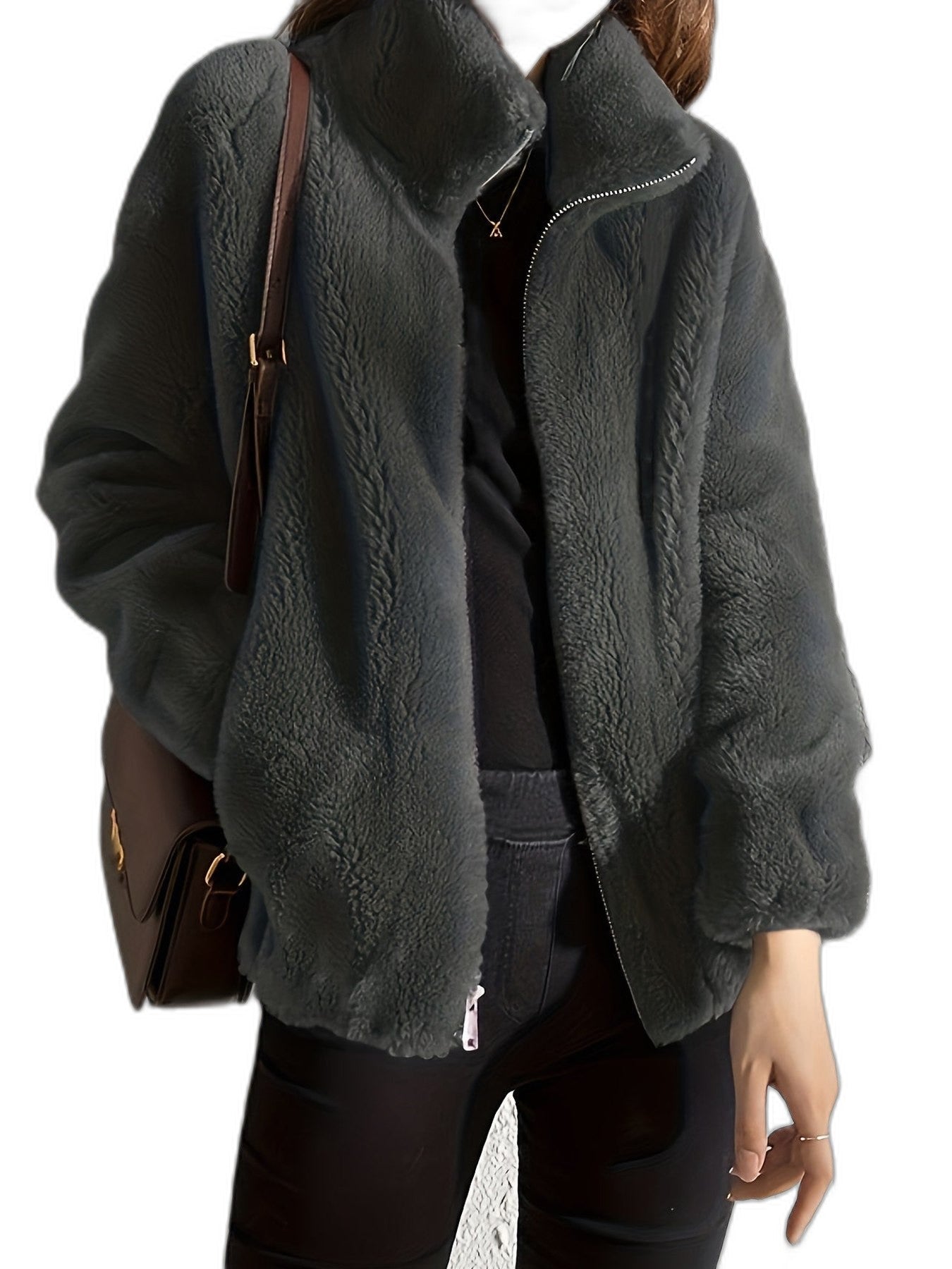 Effortless Cream Jacket for Women with Collared Long Sleeve Casual Style