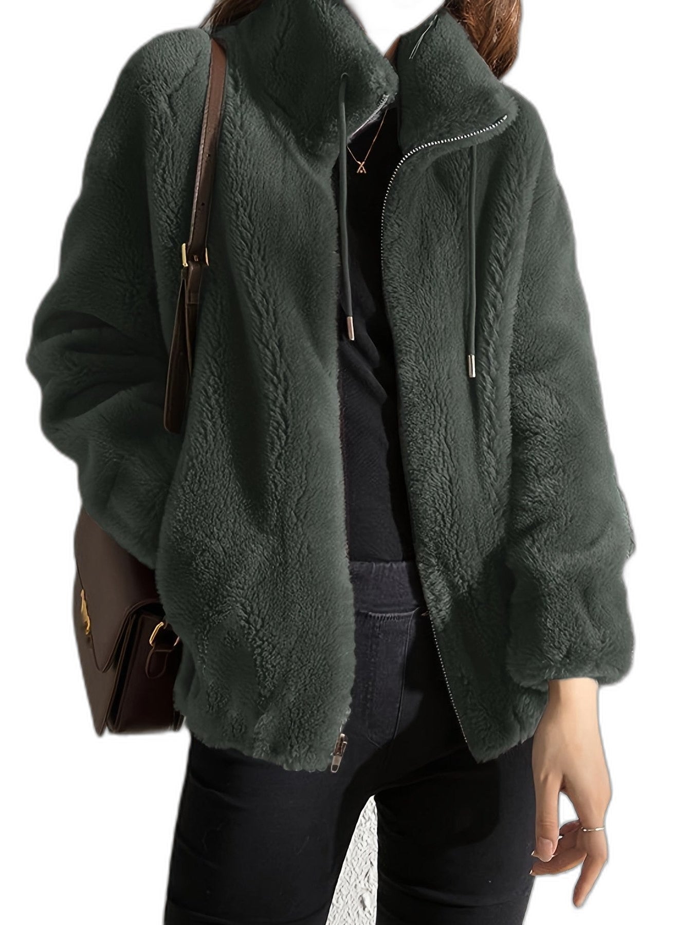 Effortless Cream Jacket for Women with Collared Long Sleeve Casual Style