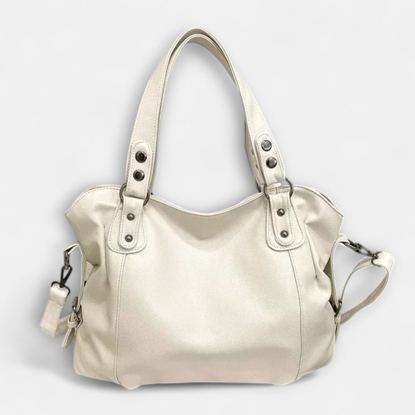 Effortless Cream Leather Shoulder Bag for Women with Casual Style