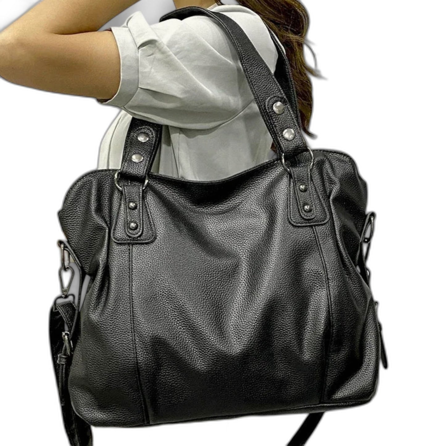 Effortless Cream Leather Shoulder Bag for Women with Casual Style