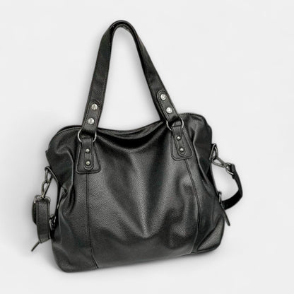 Effortless Cream Leather Shoulder Bag for Women with Casual Style